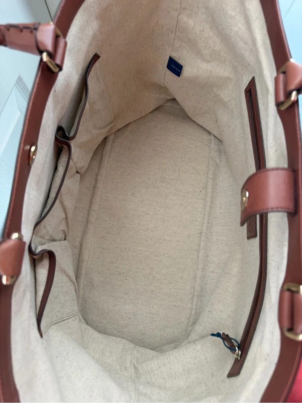 Cole Haan Striped Navy & White Canvas Tote
